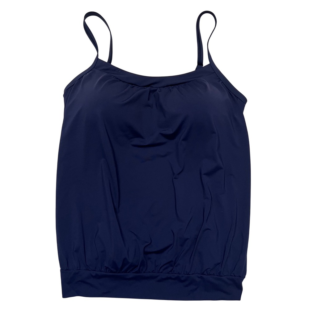 Lands' End Navy Blue Blouson Tankini Swim Top Size 14